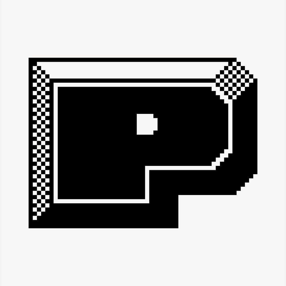 P letter, 8-bit font illustration. Free public domain CC0 image.