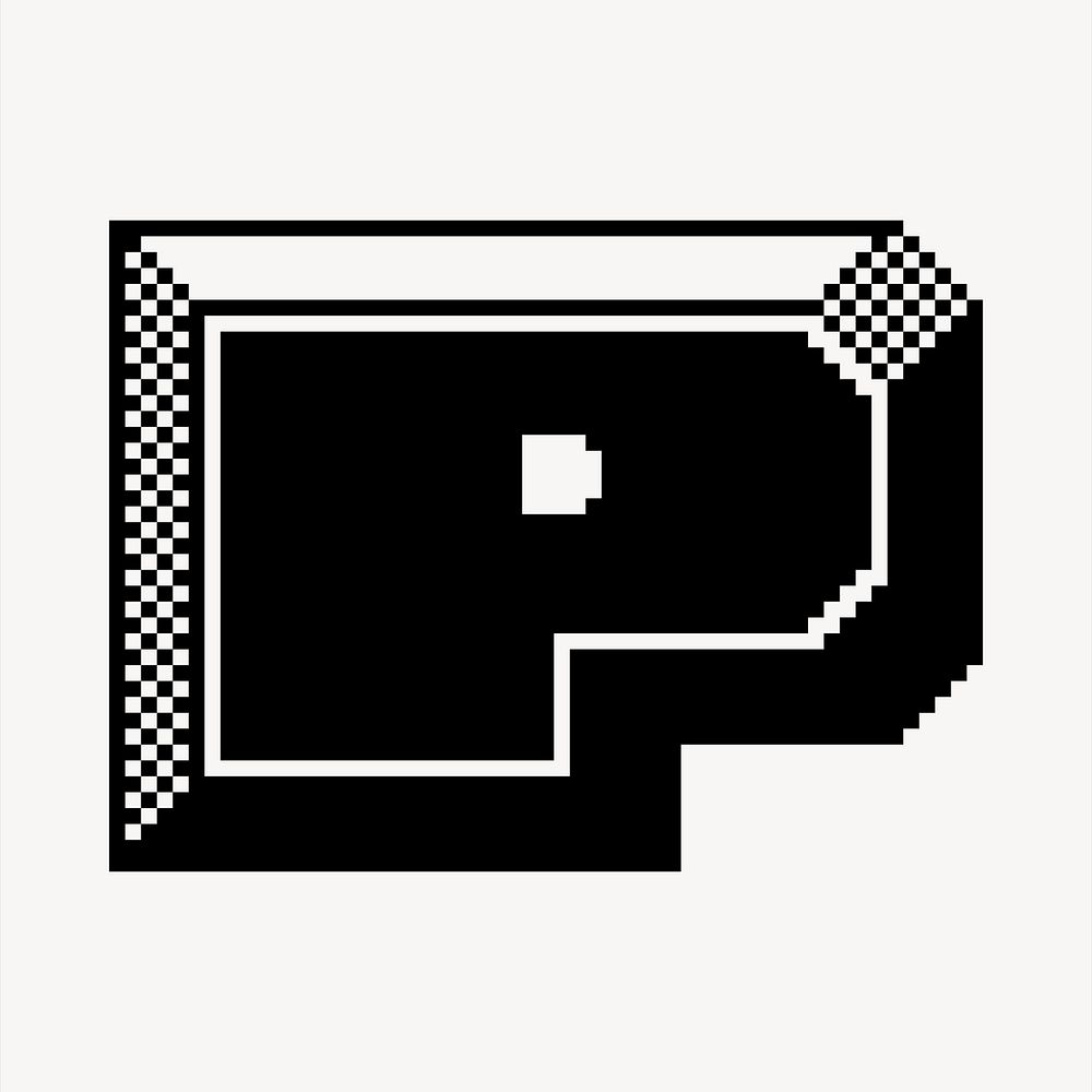 P letter clipart, 8-bit font illustration psd. Free public domain CC0 image.