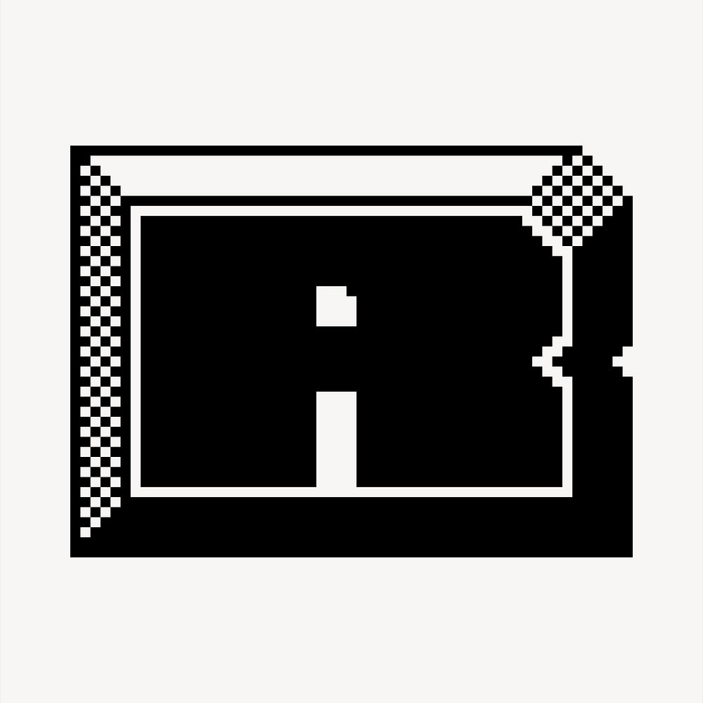 R letter clipart, 8-bit font illustration psd. Free public domain CC0 image.