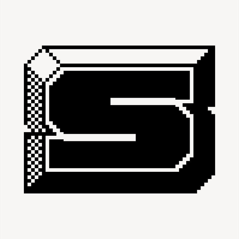 S letter clipart, 8-bit font illustration vector. Free public domain CC0 image.