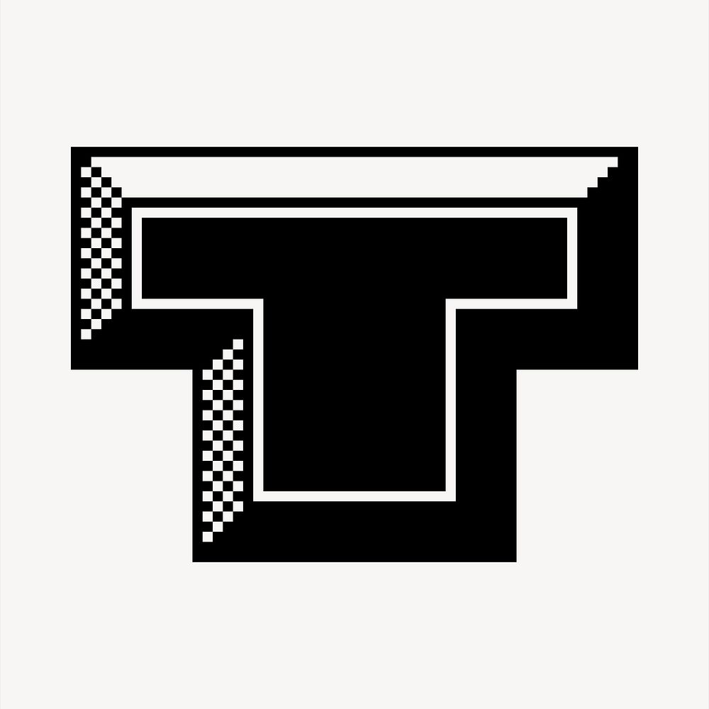 T letter, 8-bit font illustration. Free public domain CC0 image.