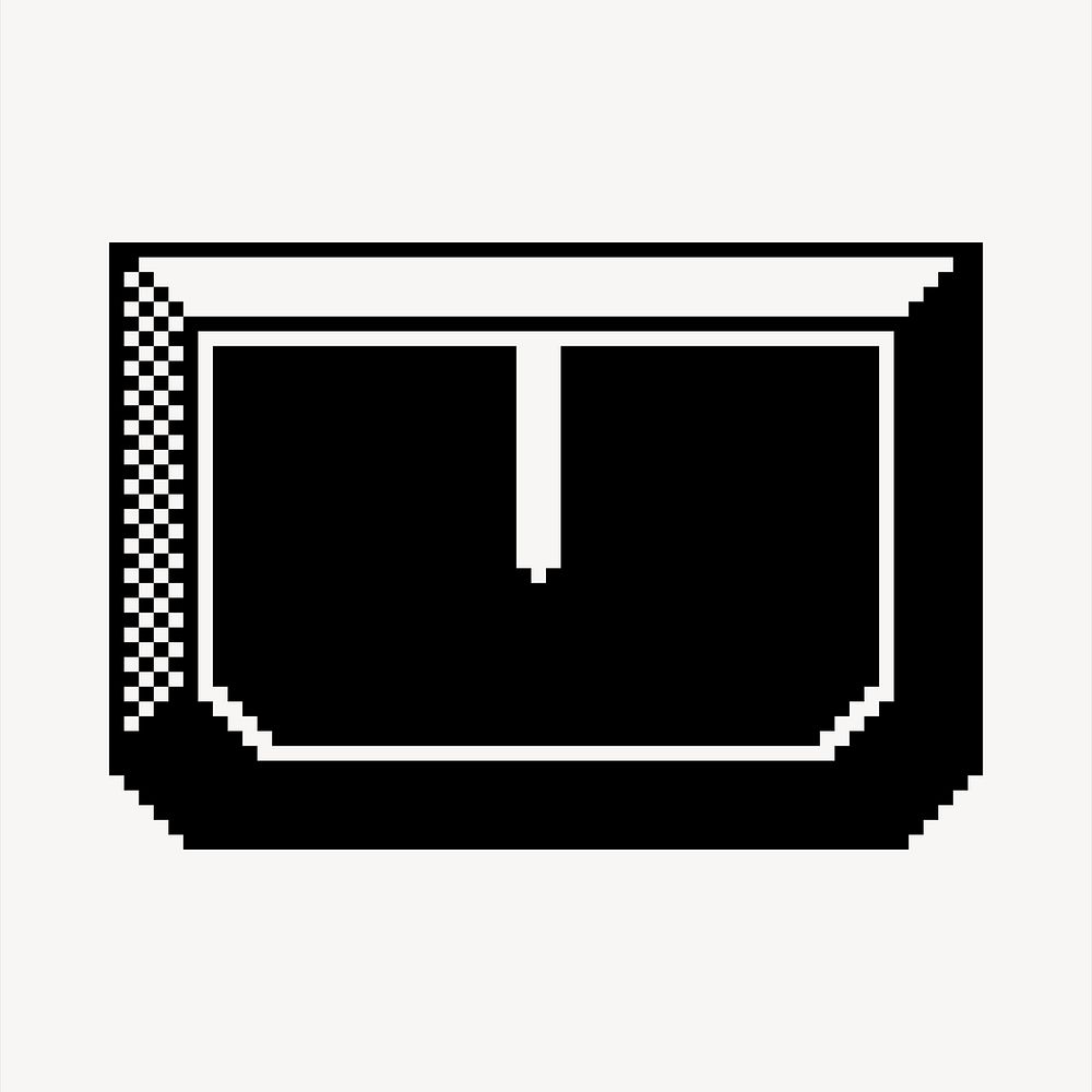 U letter clipart, 8-bit font illustration psd. Free public domain CC0 image.