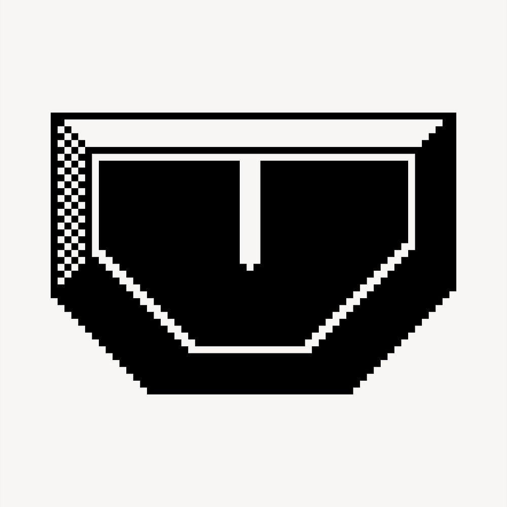 V letter clipart, 8-bit font illustration vector. Free public domain CC0 image.