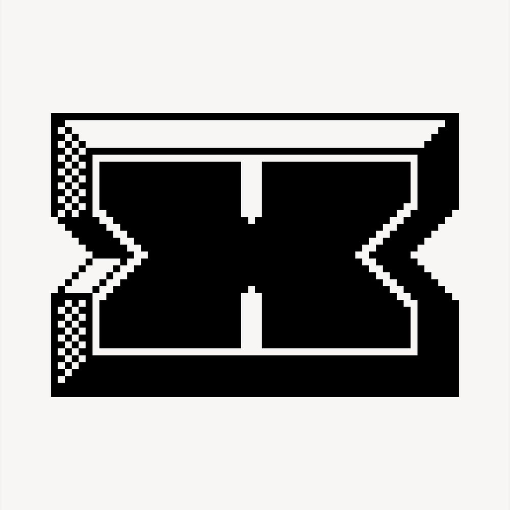 X letter clipart, 8-bit font illustration vector. 