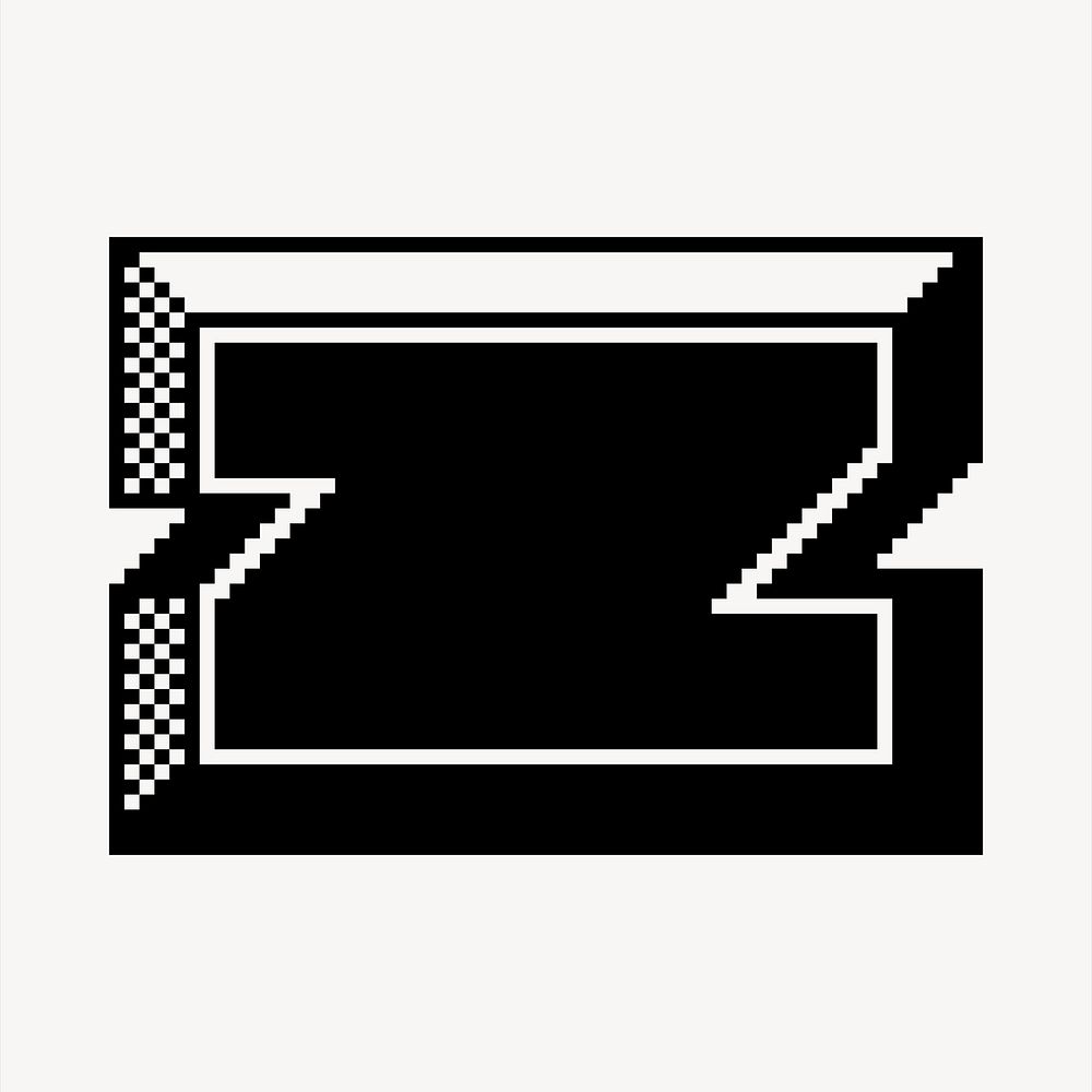 Z letter, 8-bit font illustration. Free public domain CC0 image.