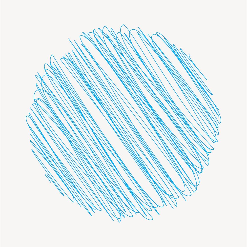 Blue scribble badge clipart, abstract frame illustration vector. Free public domain CC0 image.