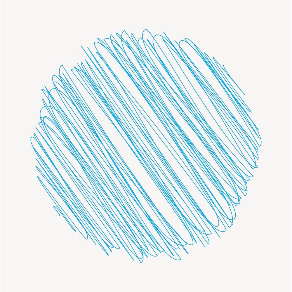 Blue scribble badge illustration. Free public domain CC0 image.