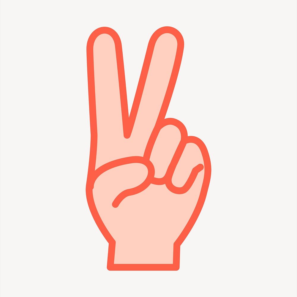 Number 2 clipart, hand gesture illustration vector. Free public domain CC0 image.