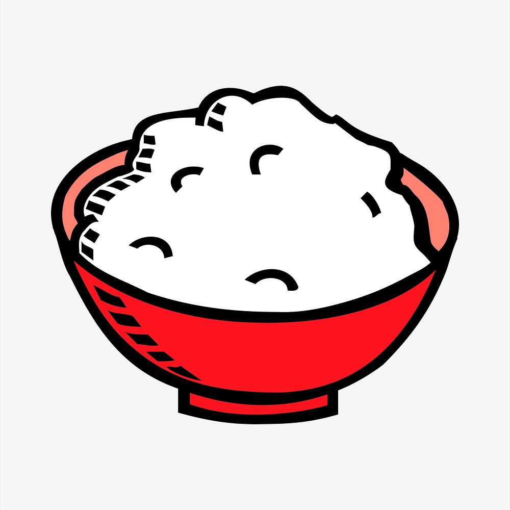 Rice bowl illustration. Free public domain CC0 image.