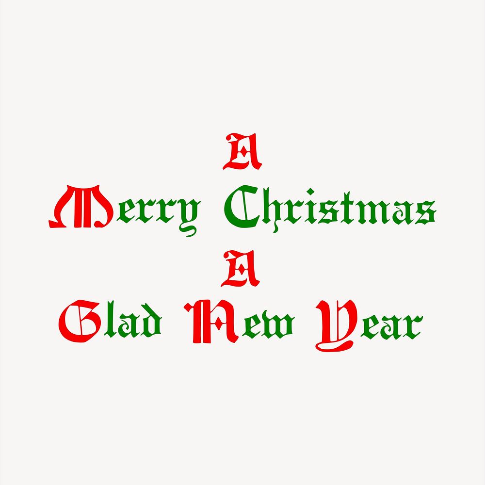 Christmas greeting text illustration. Free public domain CC0 image.