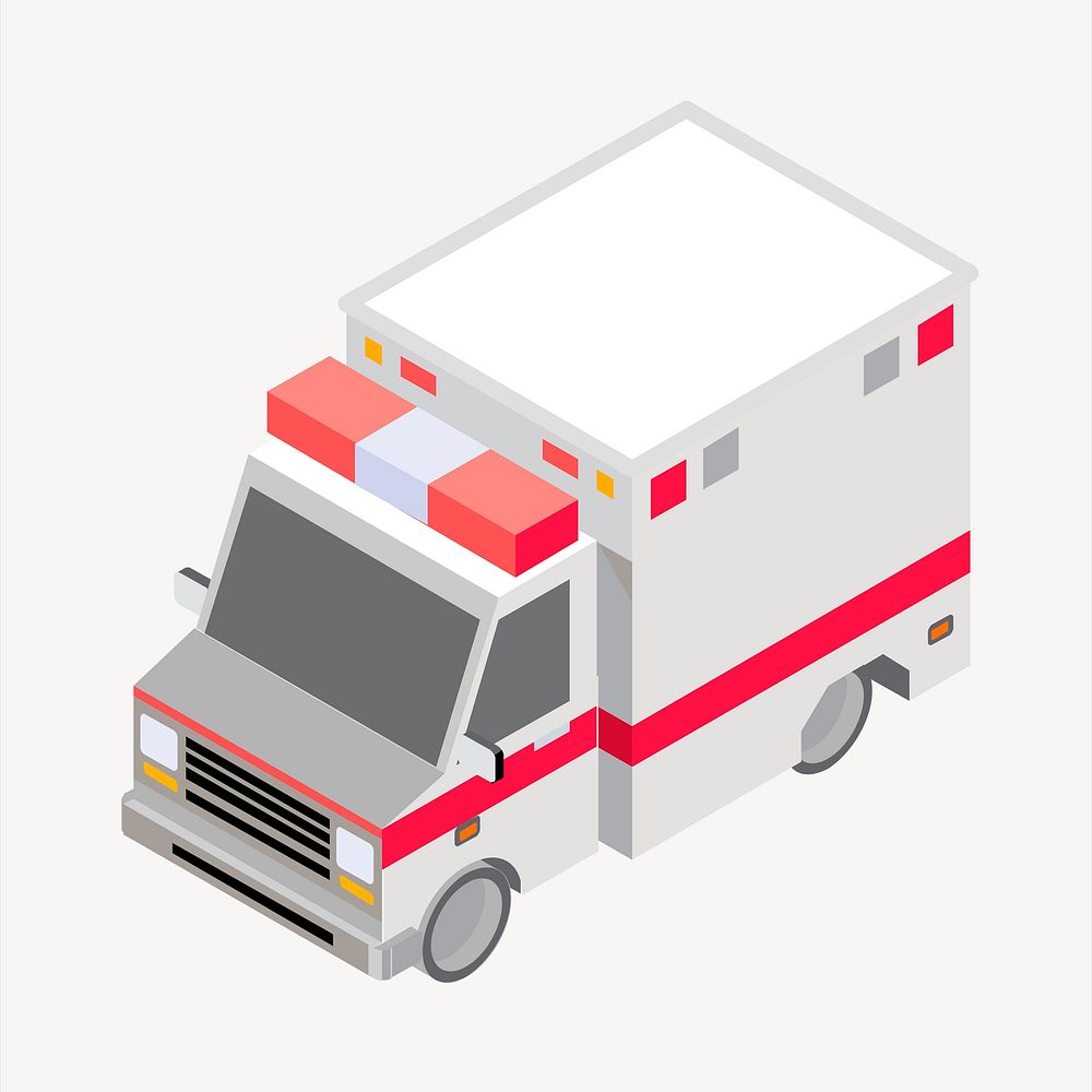 Ambulance clipart, transportation illustration psd. Free public domain CC0 image.