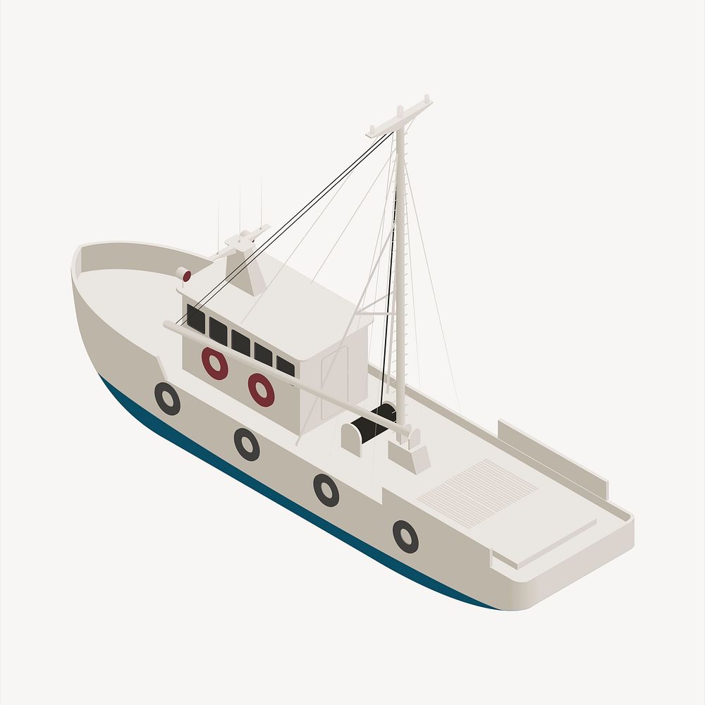 Fishing boat clipart, transportation illustration vector. Free public domain CC0 image.
