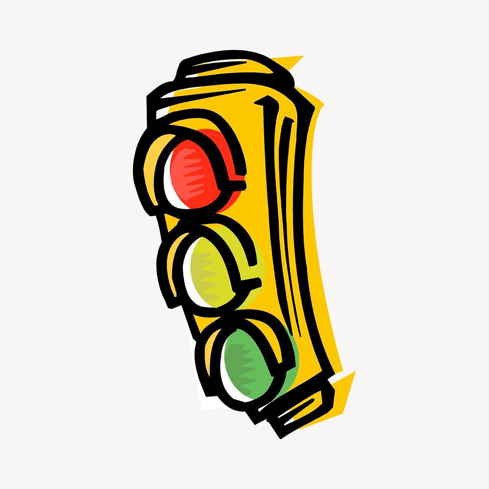 Traffic light clipart, pop art illustration vector. Free public domain CC0 image.