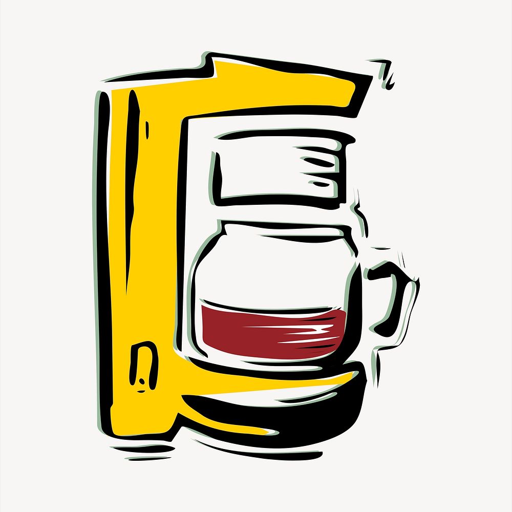 Coffee maker illustration. Free public domain CC0 image.