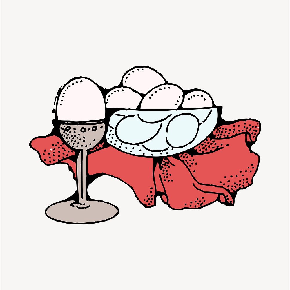 Boiled egg  illustration. Free public domain CC0 image.