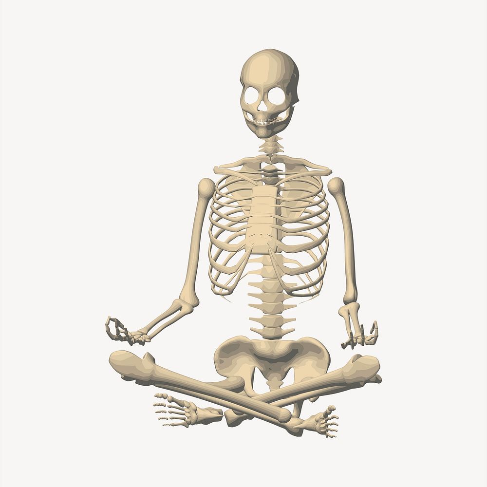 Meditating skeleton clipart, Halloween illustration vector. Free public domain CC0 image.