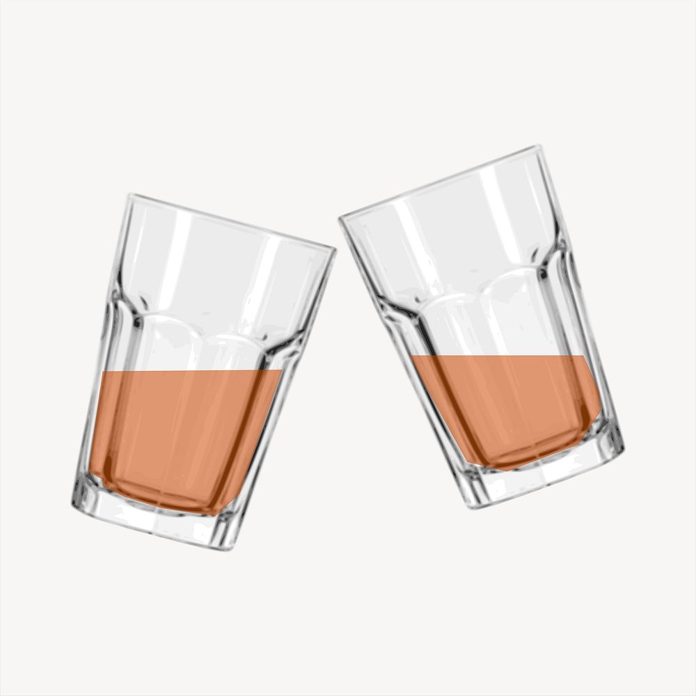 Whiskey glasses clipart, alcoholic drink illustration vector. Free public domain CC0 image.