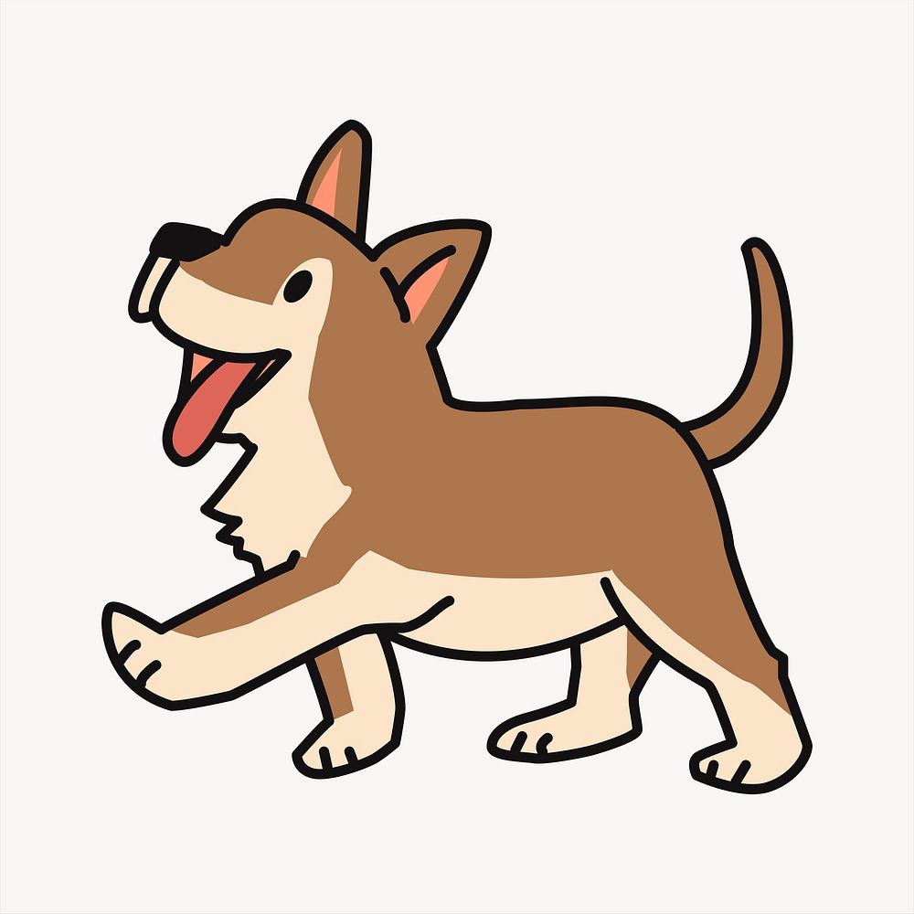 Walking dog clipart, animal illustration vector. Free public domain CC0 image.