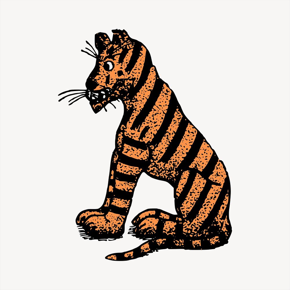 Tiger illustration. Free public domain CC0 image.