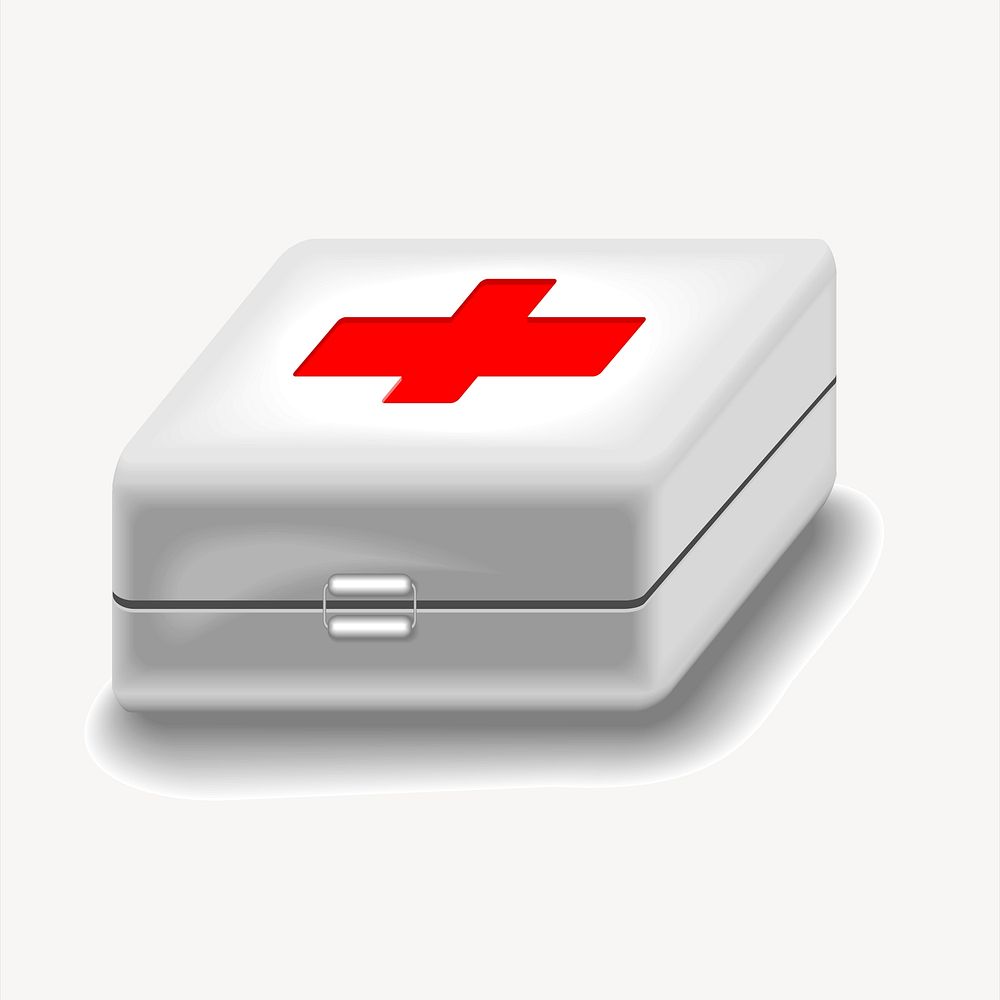 First aid box clipart, object illustration vector. Free public domain CC0 image.