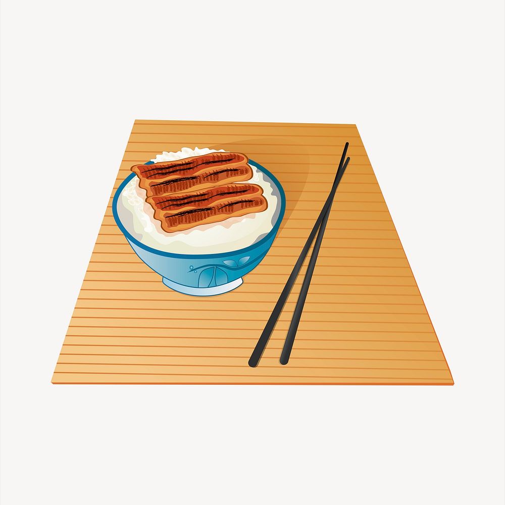 Unagi don clipart, Asian food illustration psd. Free public domain CC0 image.