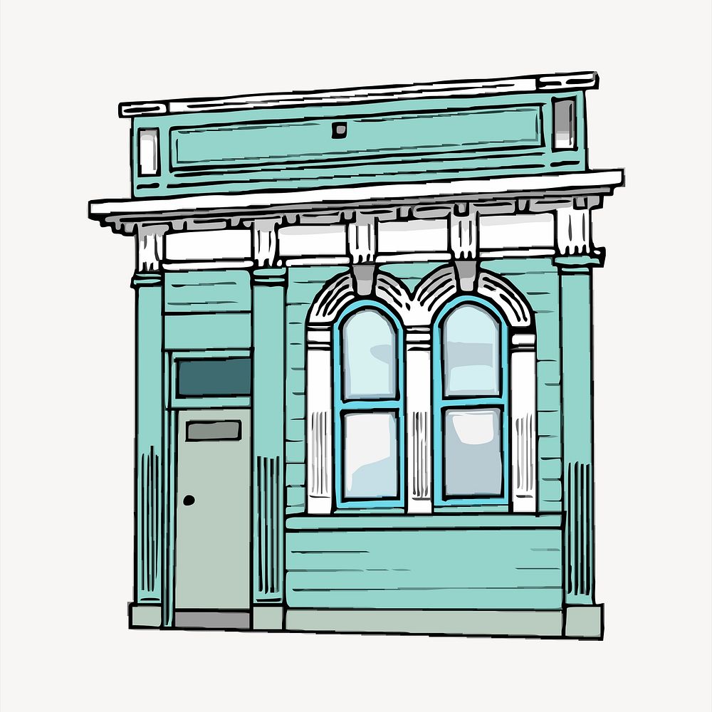 Storefront clipart, western exterior building illustration vector. Free public domain CC0 image.