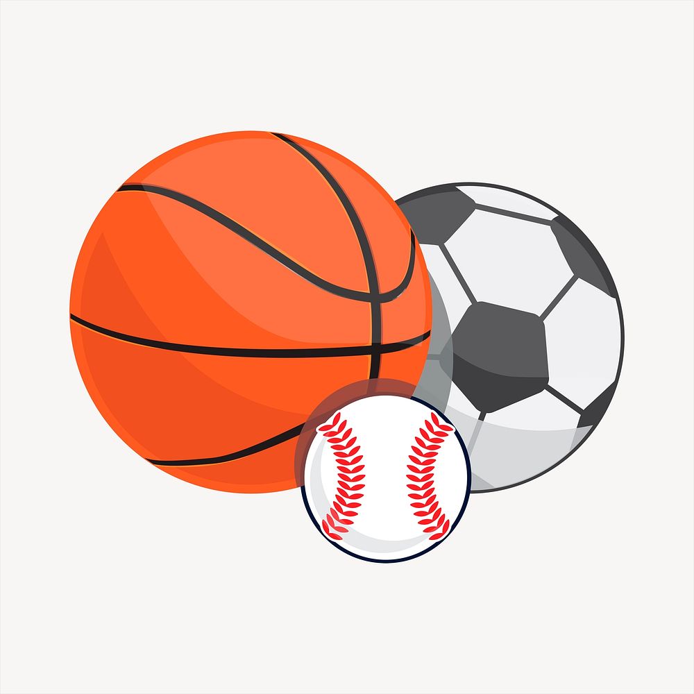 Balls clipart, sport equipment illustration vector. Free public domain CC0 image.