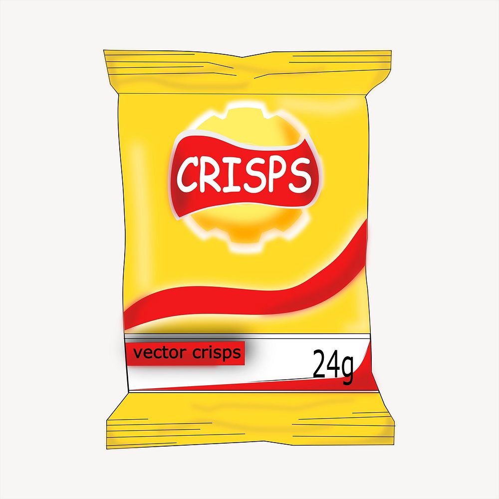 Potato chips bag illustration. Free public domain CC0 image.