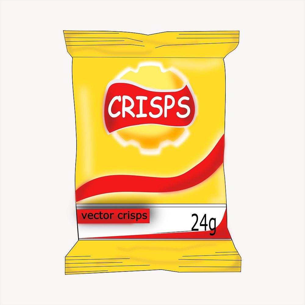 Potato chips bag clipart, snack illustration psd. Free public domain CC0 image.
