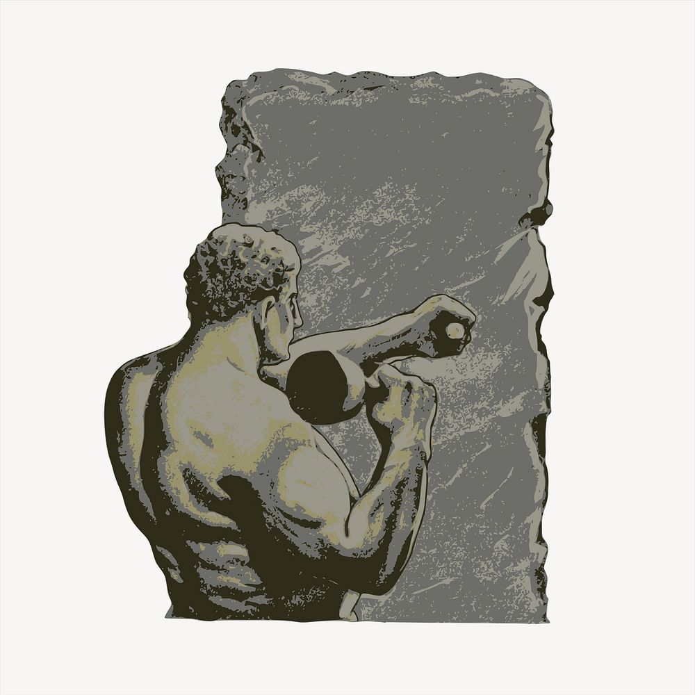 Man carving stone illustration. Free public domain CC0 image.