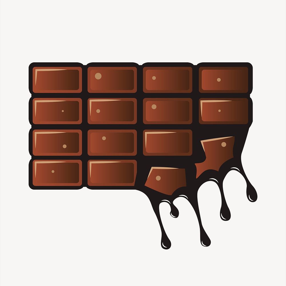 Chocolate bar clipart, snack illustration psd. Free public domain CC0 image.