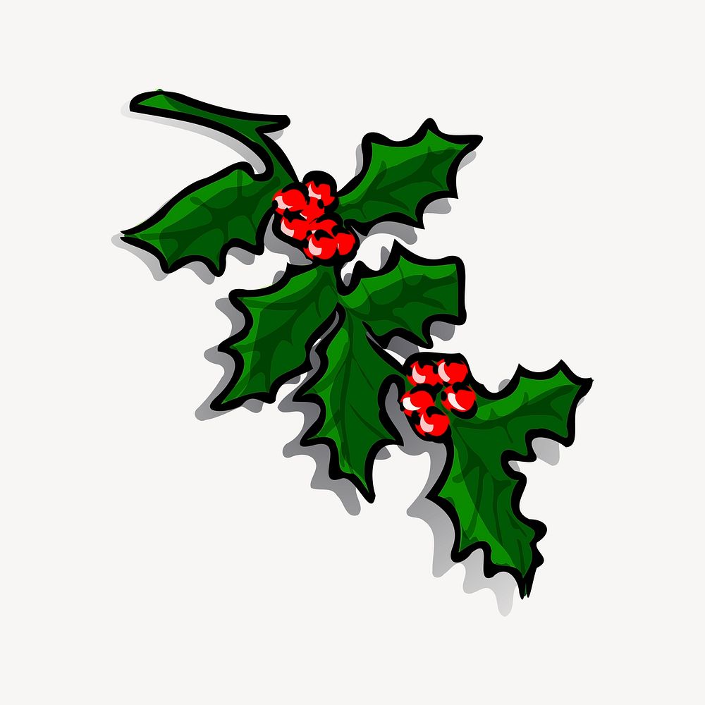 Holly clipart, Christmas decorate illustration vector. Free public domain CC0 image.