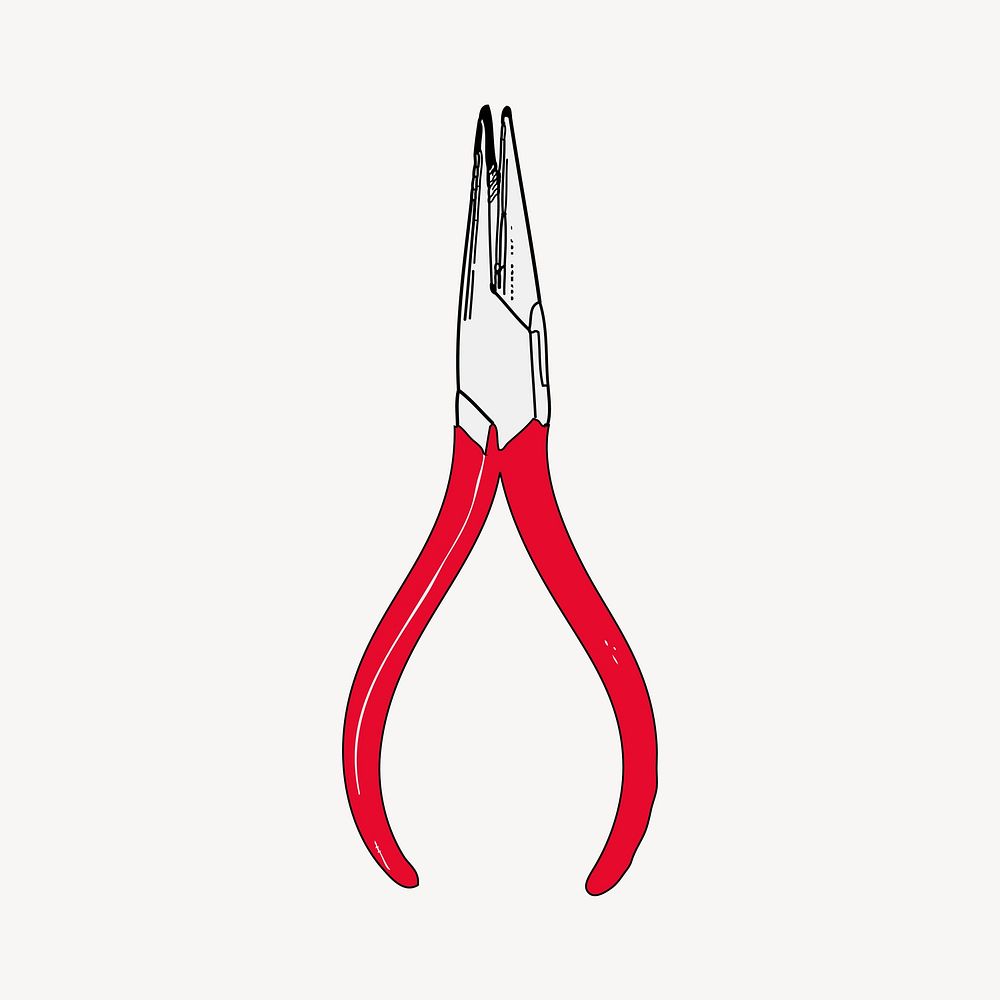 Needle nose pliers clipart, handyman tool illustration vector. Free public domain CC0 image.