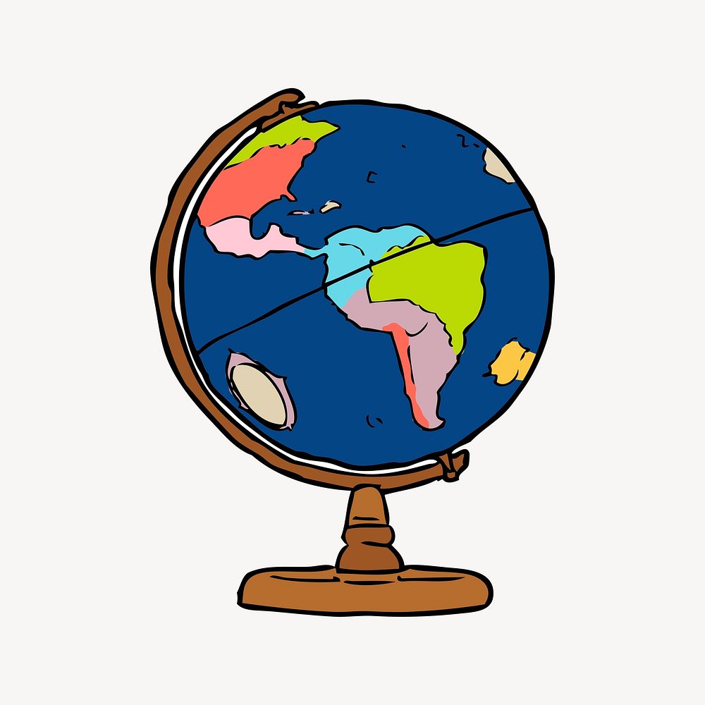 Globe ball clipart, geography illustration psd. Free public domain CC0 image.