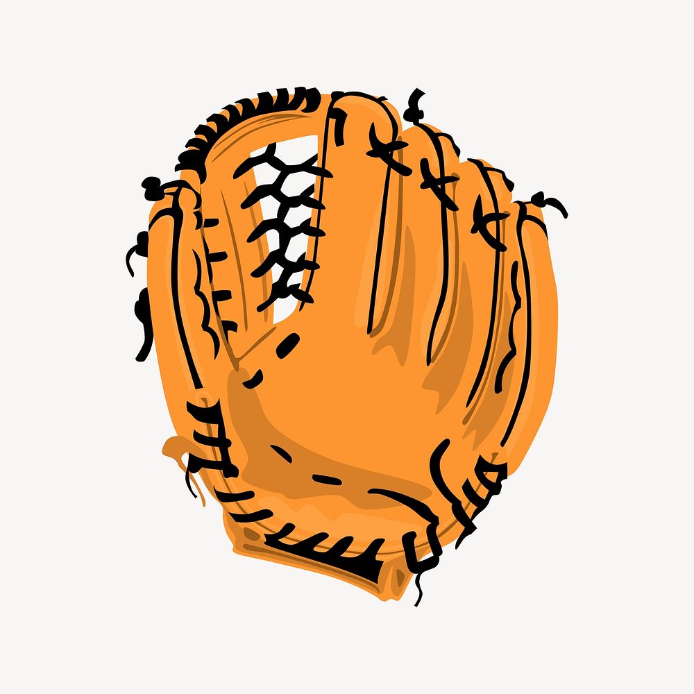 Baseball glove clipart, sport equipment illustration vector. Free public domain CC0 image.