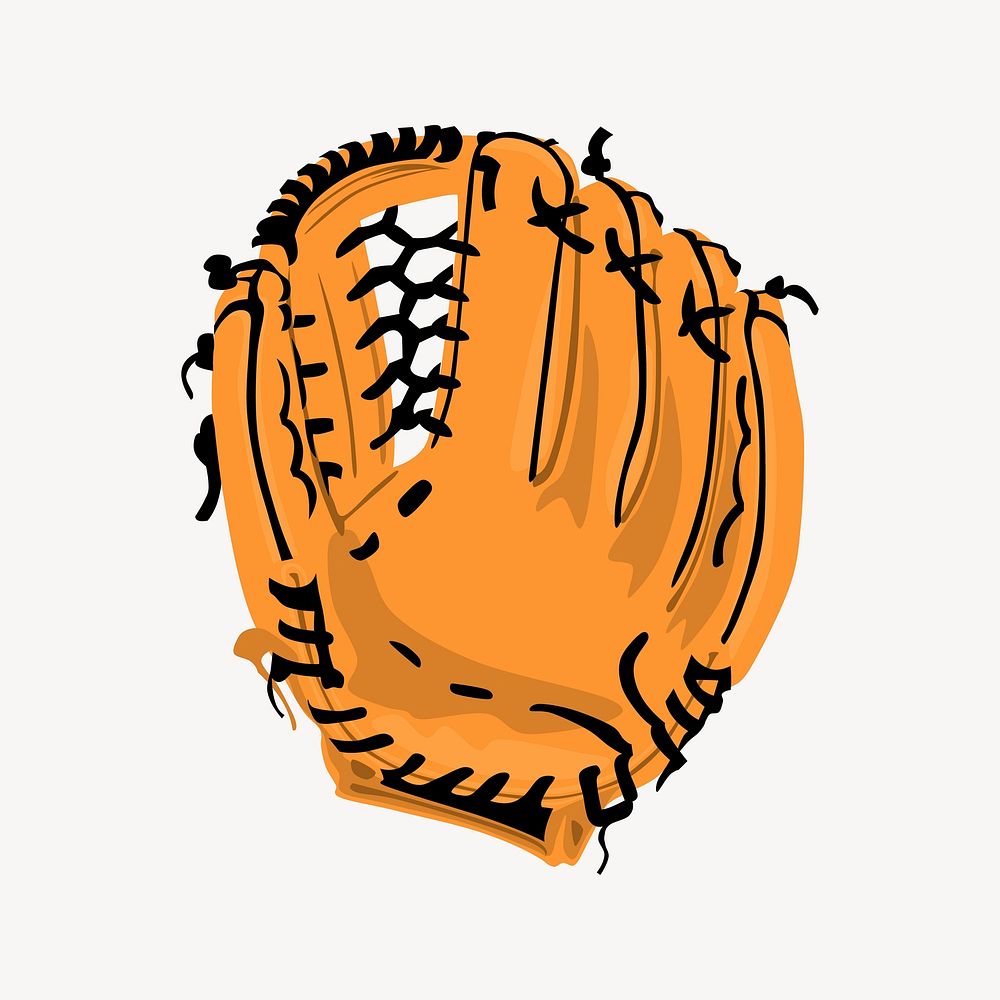 Baseball glove illustration. Free public domain CC0 image.