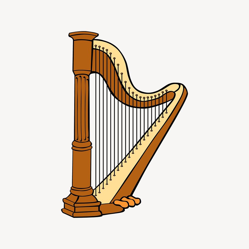 Harp clipart illustration vector. Free public domain CC0 image.