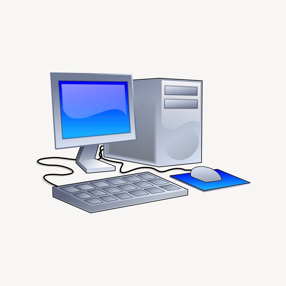 Desktop computer clipart, technology illustration vector. Free public domain CC0 image.