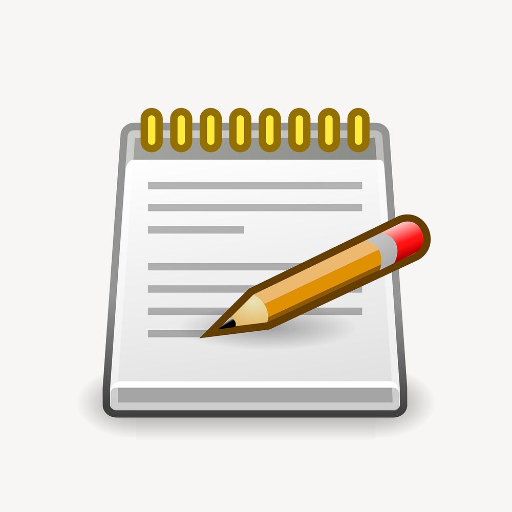 Notepad icon, application illustration vector. Free public domain CC0 image.
