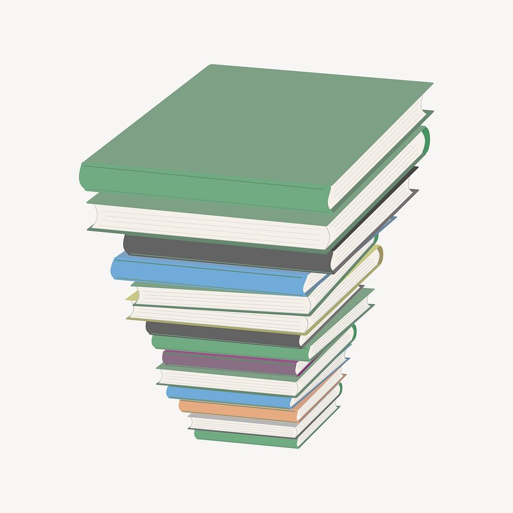 Book stack illustration. Free public domain CC0 image.
