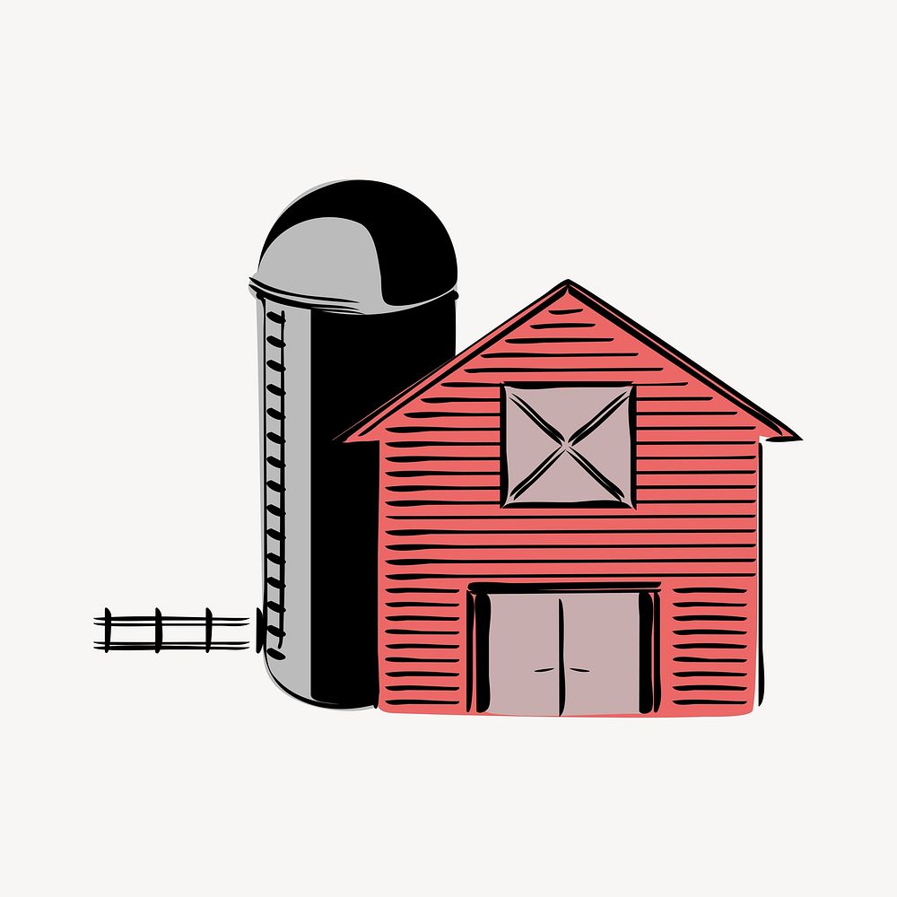 Barn clipart, agriculture illustration psd. Free public domain CC0 image.