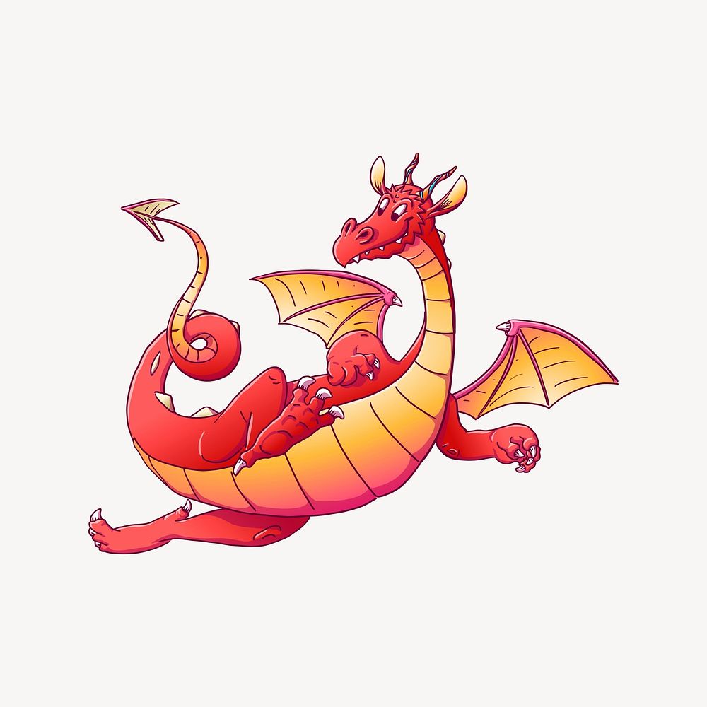Red dragon clipart, animal illustration vector. Free public domain CC0 image.
