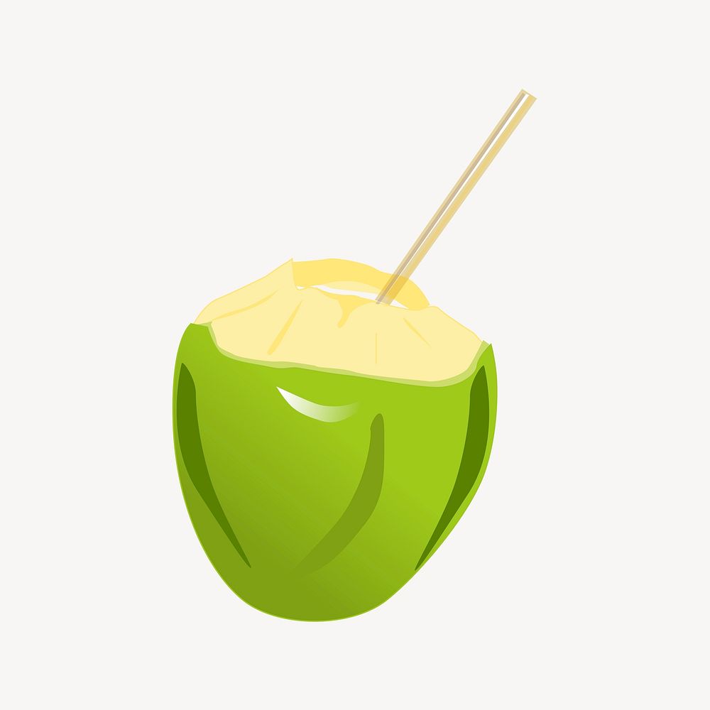 Coconut water clipart, food illustration vector. Free public domain CC0 image.