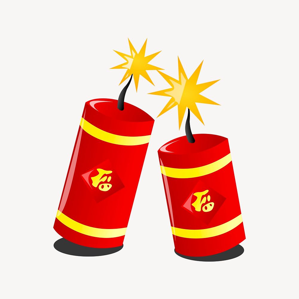 Chinese firecrackers illustration. Free public domain CC0 image.