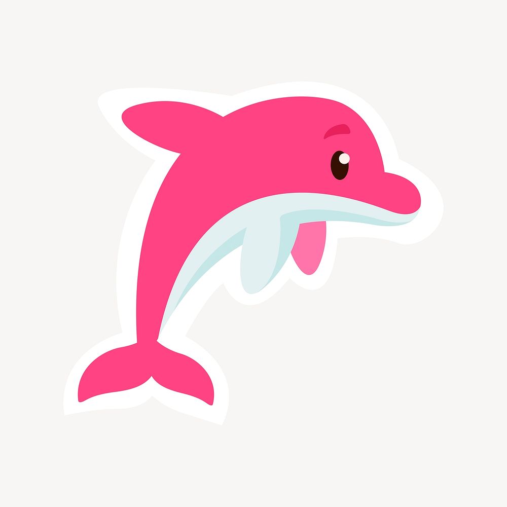 Pink dolphin clipart, animal illustration psd. Free public domain CC0 image.