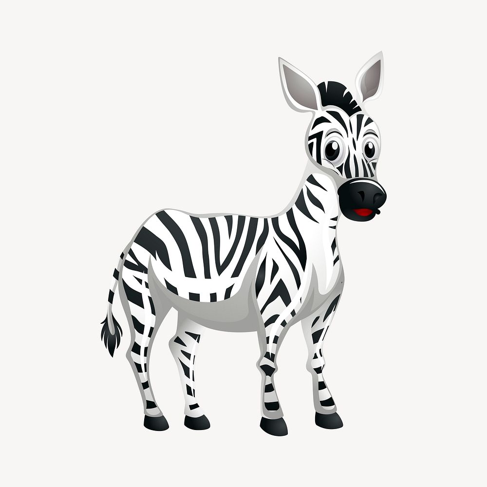 Zebra cartoon clipart, animal illustration psd. Free public domain CC0 image.