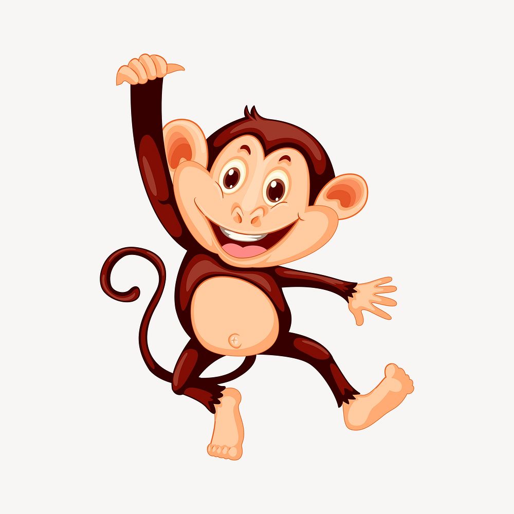 Monkey cartoon illustration. Free public domain CC0 image.