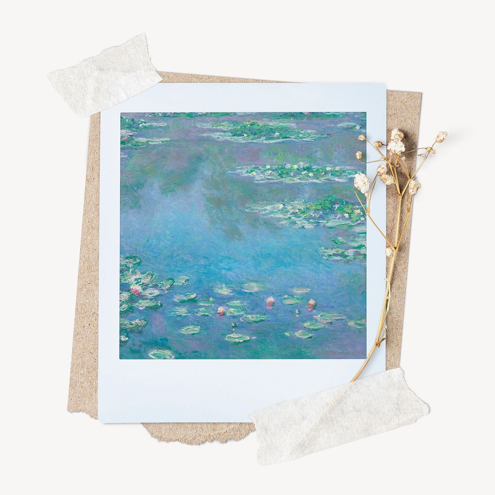 Monet instant photo, dried flower aesthetic design, remixed by rawpixel