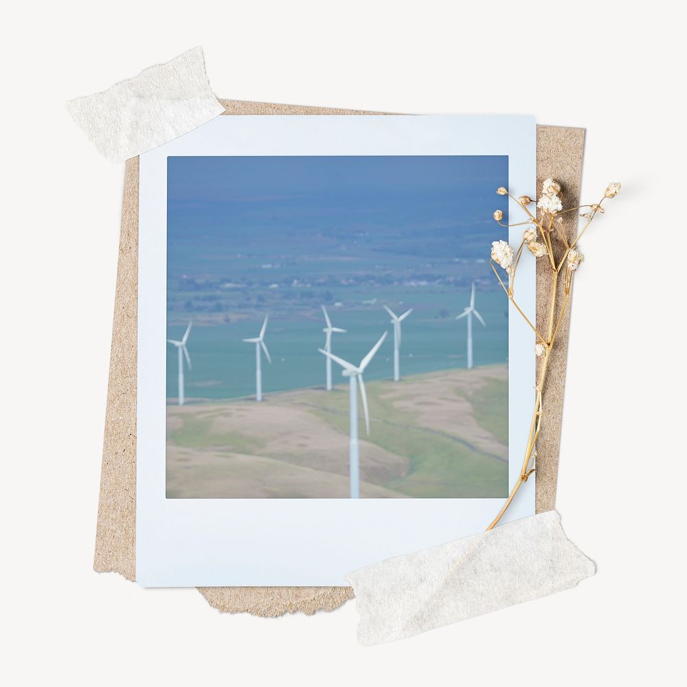 Wind turbine instant film frame, aesthetic flower design