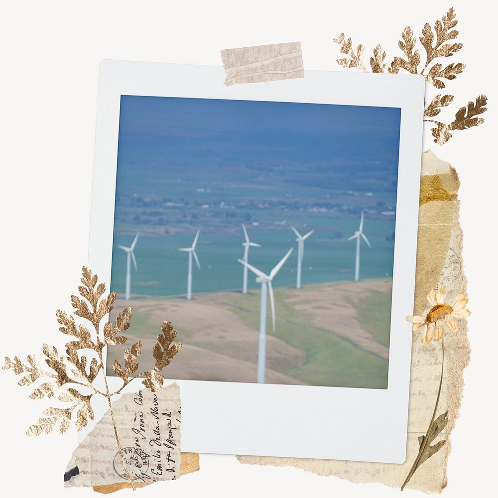 Wind turbine instant film frame, aesthetic leaf design